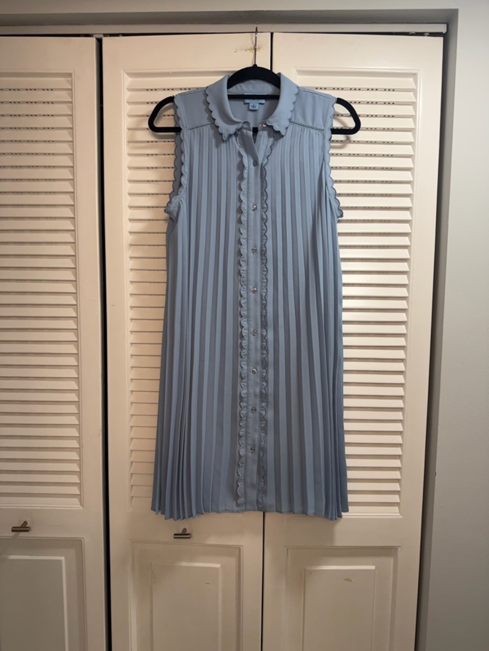 CeCe Powder Blue Sleeveless Pleated Midi Dress